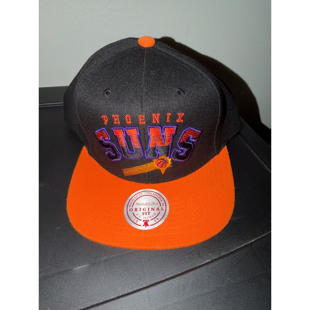 Mitchell & Ness Phoenix Suns NBA Gradient Wordmark Snapback Hat Black Orange